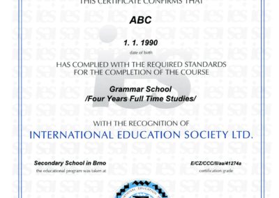 IES London certifikát